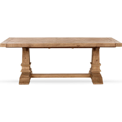 Allegra Reclaimed Pine Wood Dining Table by Kosas Home in natural and natural. Made from reclaimed pine in a transitional style.