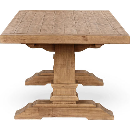 Allegra Extendable Reclaimed Pine Wood Dining Table by Kosas Home in natural. Made from reclaimed pine in a unique style.