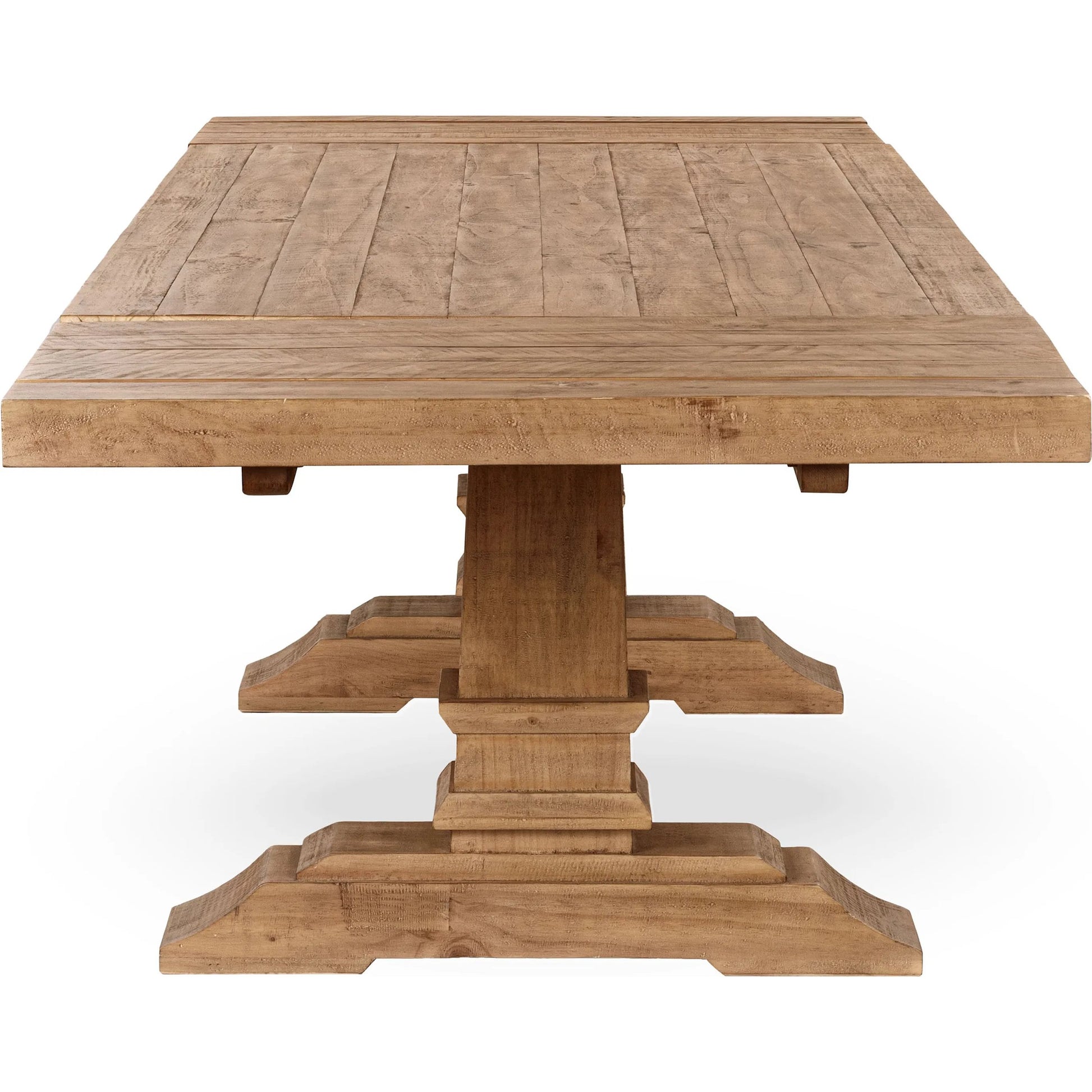Allegra Extendable Reclaimed Pine Wood Dining Table by Kosas Home in natural. Made from reclaimed pine in a unique style.