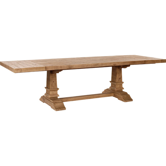 Allegra Extendable Reclaimed Pine Wood Dining Table by Kosas Home in natural. Made from reclaimed pine in a unique style.