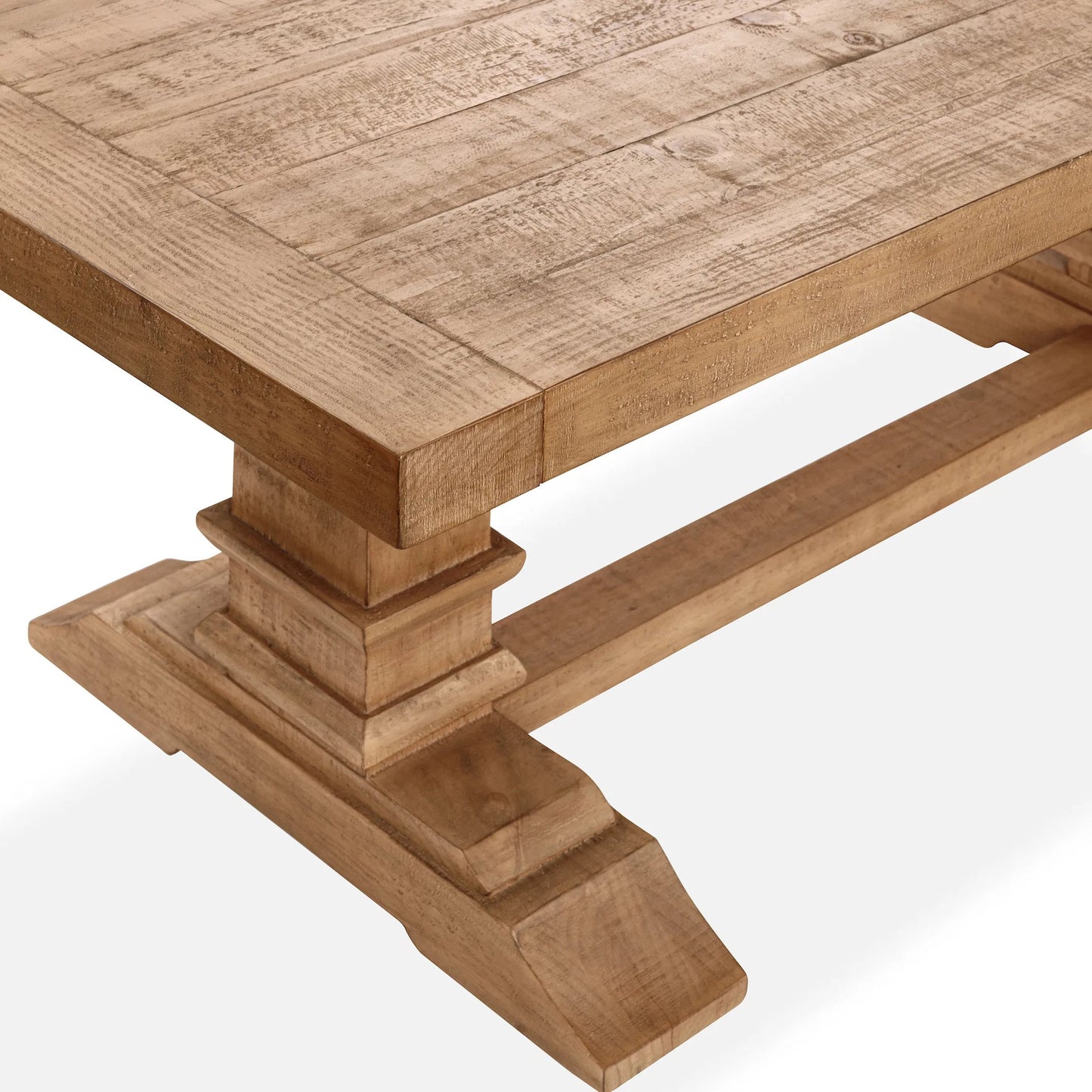 027 SI-2353722 | Closeup | Allegra Reclaimed Pine Wood Dining Table by Kosas Home in natural and natural. Made from reclaimed pine in a transitional style.