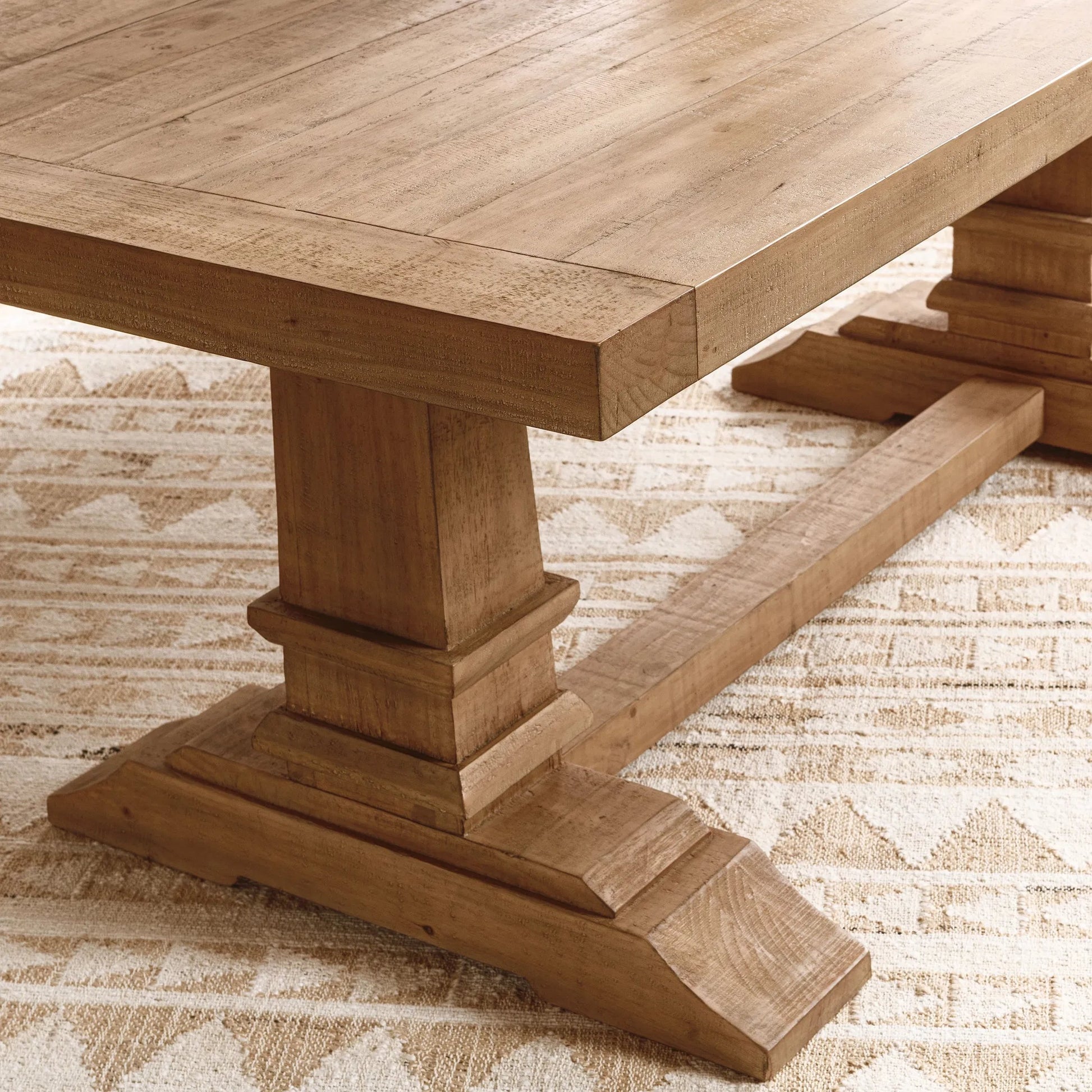 Allegra Reclaimed Pine Wood Dining Table by Kosas Home in natural. Made from reclaimed pine in a unique style.