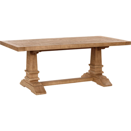 Allegra Reclaimed Pine Wood Dining Table by Kosas Home in natural and natural. Made from reclaimed pine in a transitional style.