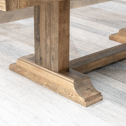 Dita Reclaimed Pine Wood Extendable Dining Table by Kosas Home in natural. Made from reclaimed pine in a transitional style.