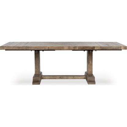Dita Reclaimed Pine Wood Extendable Dining Table by Kosas Home in natural. Made from reclaimed pine in a transitional style.