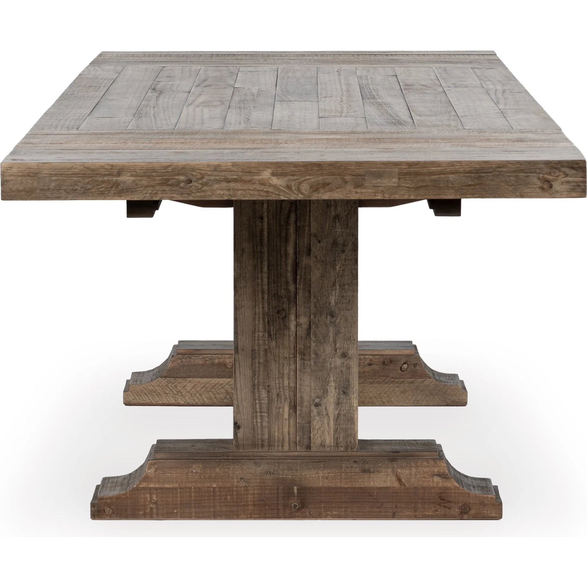Dita Reclaimed Pine Wood Extendable Dining Table by Kosas Home in natural. Made from reclaimed pine in a transitional style.