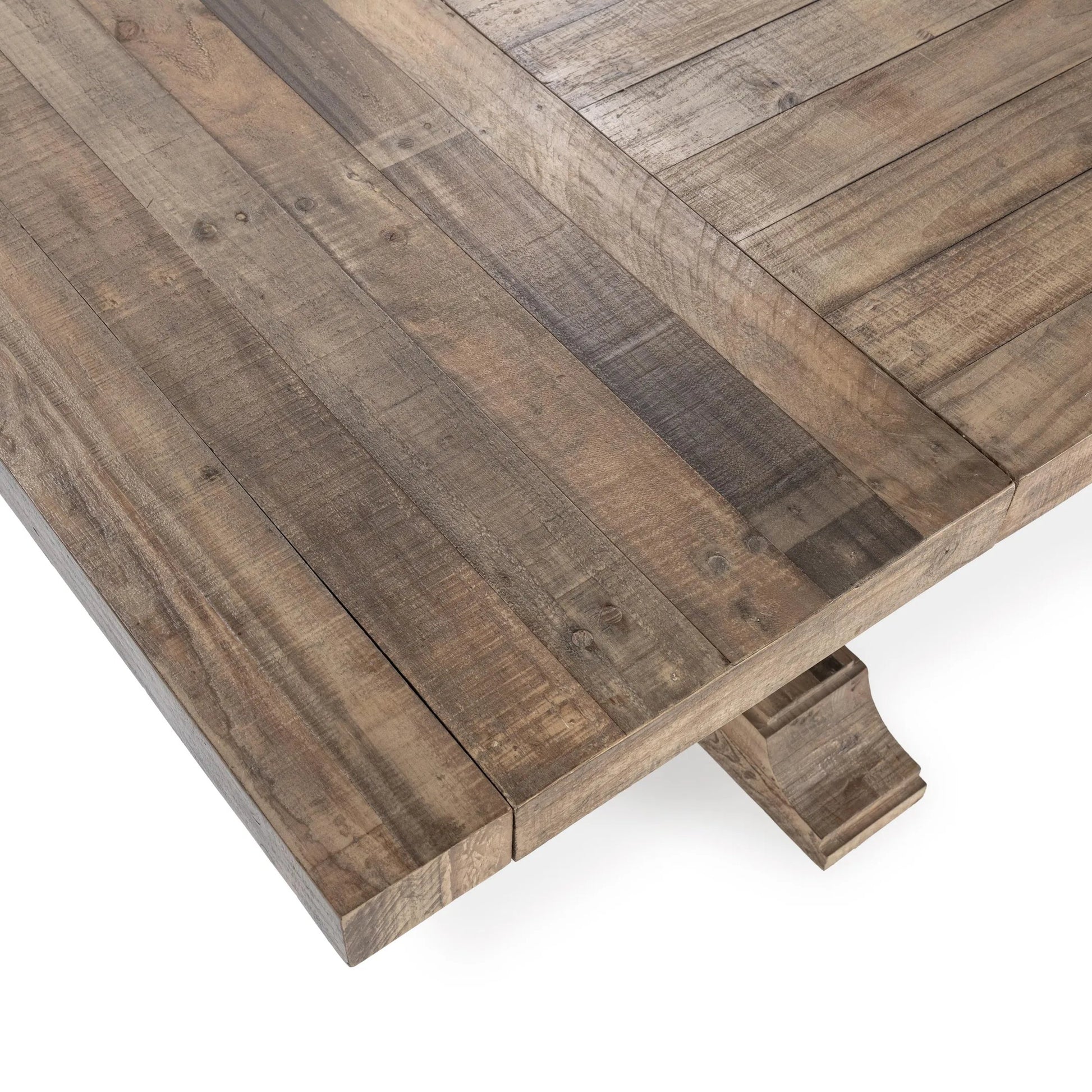 Dita Reclaimed Pine Wood Extendable Dining Table by Kosas Home in natural. Made from reclaimed pine in a transitional style.