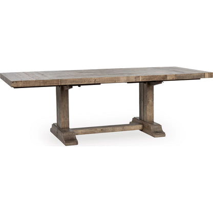 Dita Reclaimed Pine Wood Extendable Dining Table by Kosas Home in natural. Made from reclaimed pine in a transitional style.