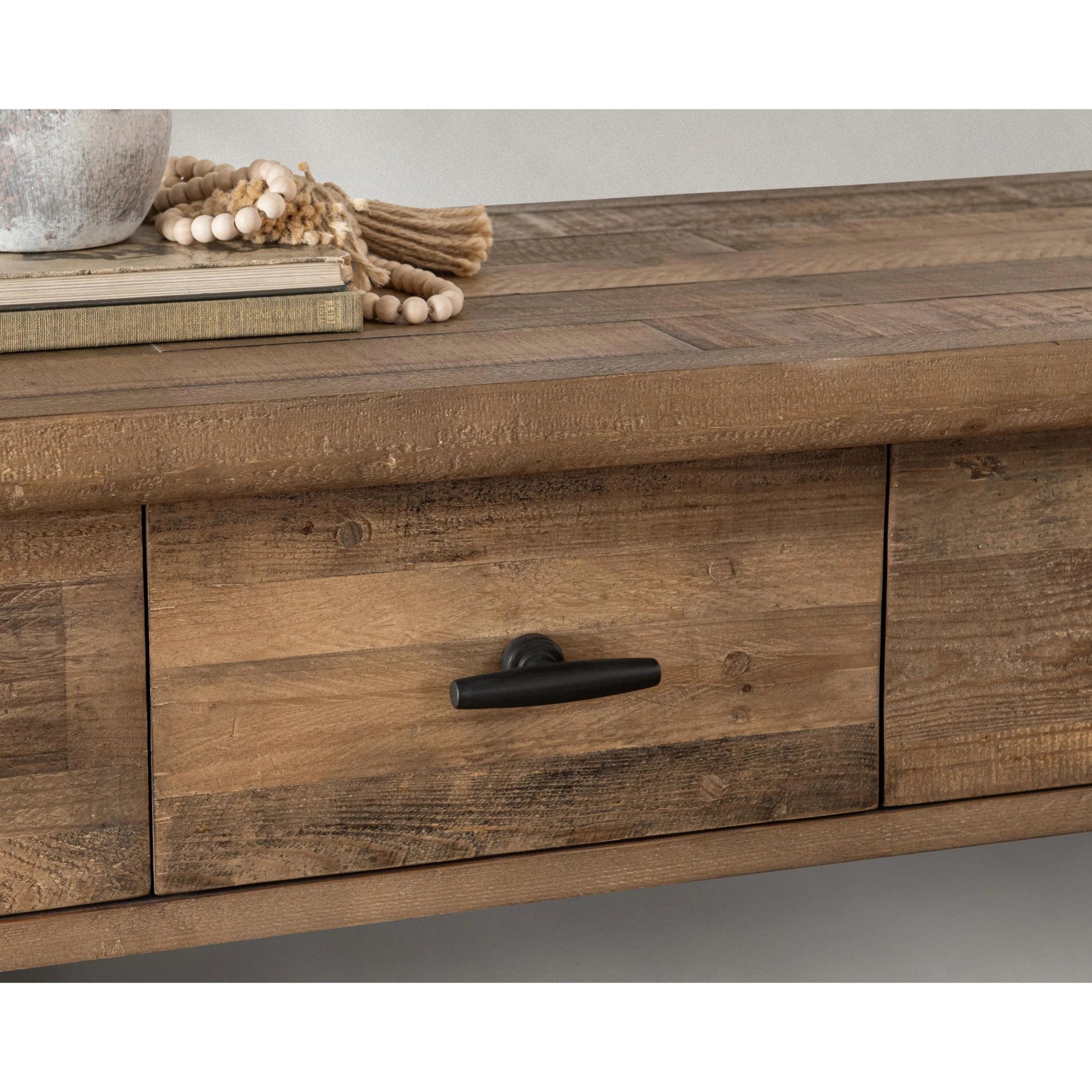 Talladega Reclaimed Pine Console Table by Classic Home in aged pine. Made from reclaimed pine in a transitional style.