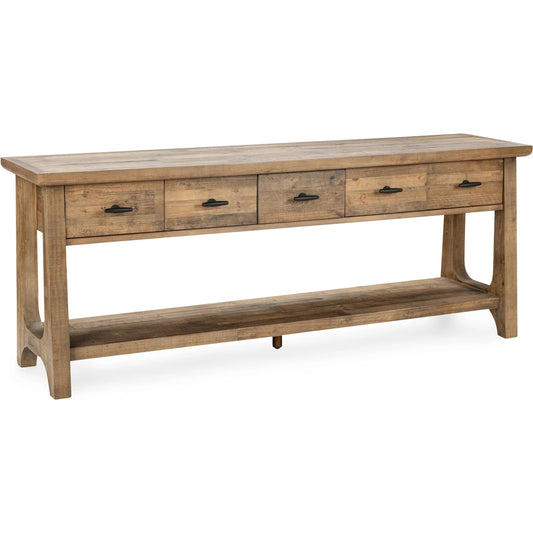 Talladega Reclaimed Pine Console Table by Classic Home in aged pine. Made from reclaimed pine in a unique style.