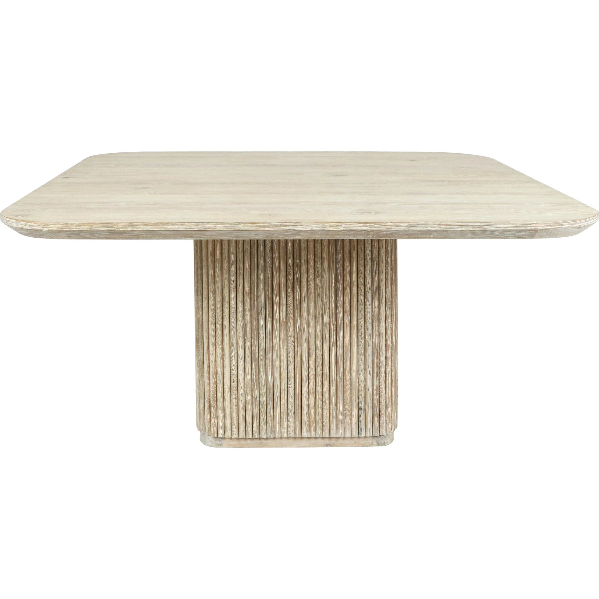 Vander Square Reclaimed Oak Wood Dining Table by Classic Home in white wash. Made from reclaimed oak, oak veneer in a transitional style.