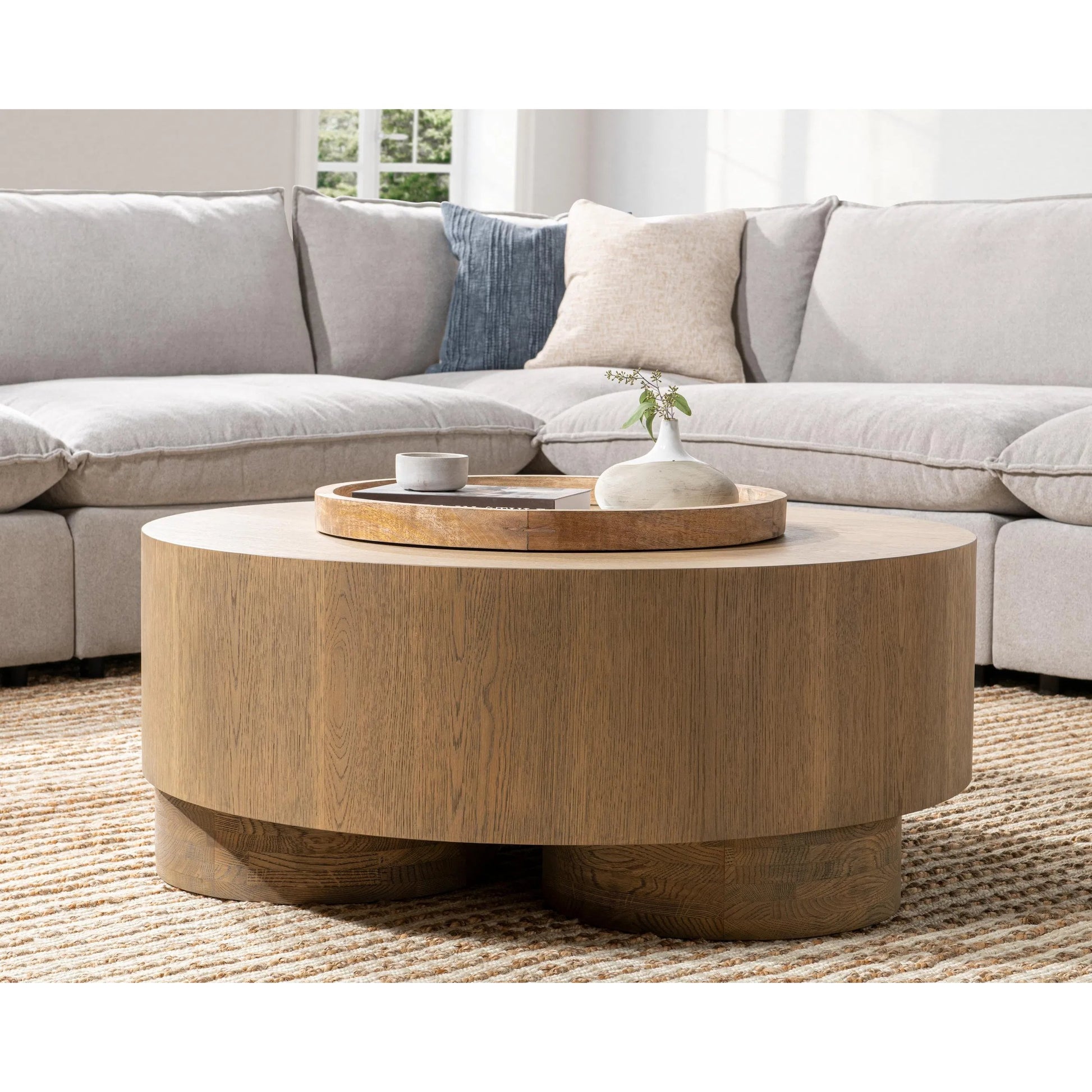 Runa Wood Coffee Table by Classic Home. Made from oak veneer in a transitional style.