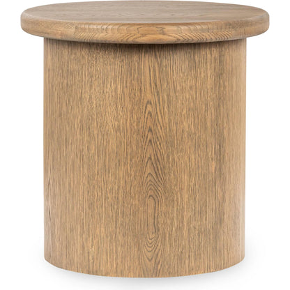 Runa Wood End Table by Classic Home. Made from oak veneer in a transitional style.