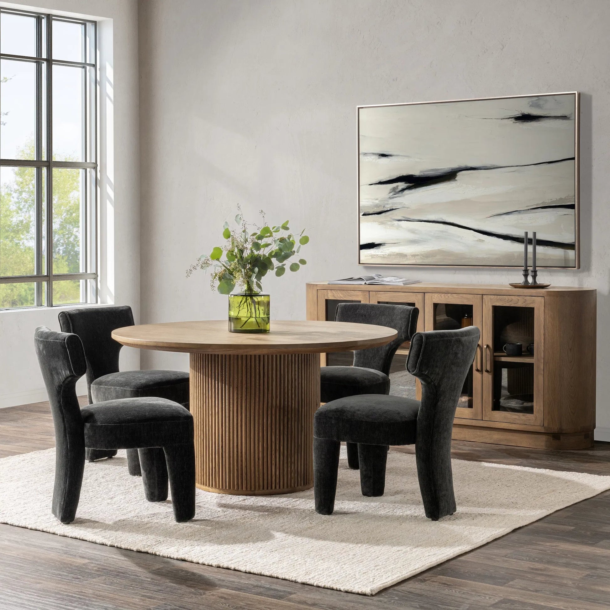 Vander 55" Round Wood Dining Table by Classic Home. Made from oak veneer in a unique style.
