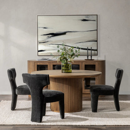 Vander 55" Round Wood Dining Table by Classic Home. Made from oak veneer in a unique style.