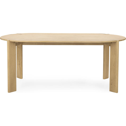 Kering Oak Wood Oval Dining Table by Kosas Home in natural. Made from solid oak wood in a unique style.