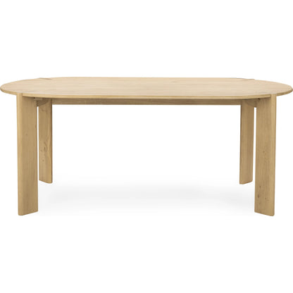 Kering Oak Wood Oval Dining Table by Kosas Home in natural. Made from solid oak wood in a unique style.