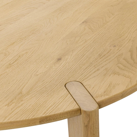 Kering Oak Wood Oval Dining Table by Kosas Home in natural. Made from solid oak wood in a unique style.