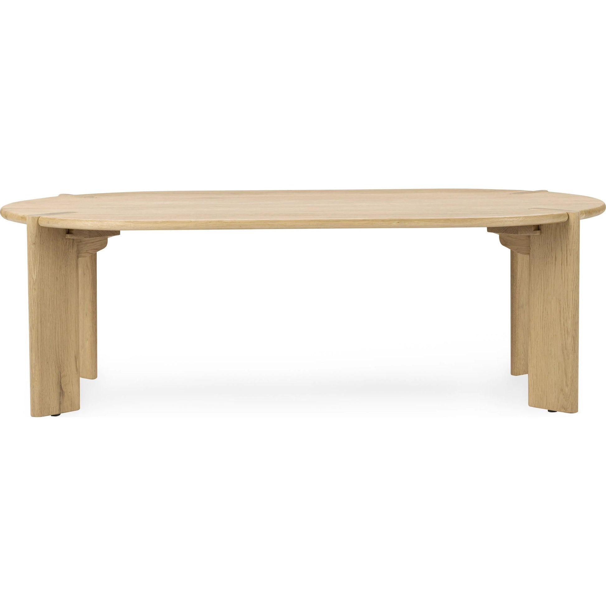 Kering Oak Wood Oval Coffee Table by Kosas Home in natural. Made from solid oak wood in a unique style.