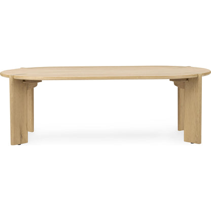 Kering Oak Wood Oval Coffee Table by Kosas Home in natural. Made from solid oak wood in a unique style.
