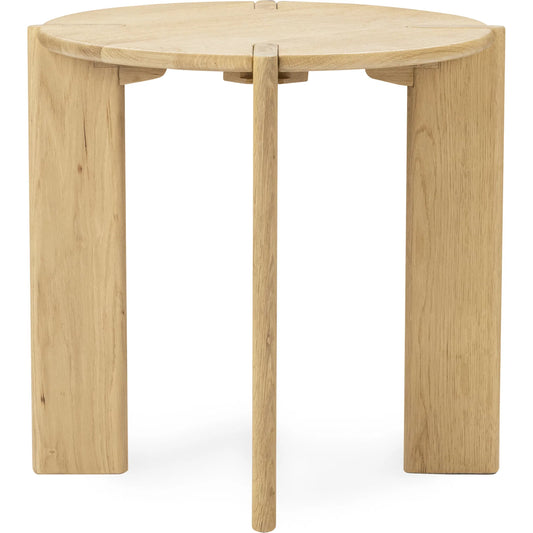 001 SI-2388521 | Primary Silo | Kering Oak Wood Round End Table by Kosas Home in natural. Made from solid oak wood in a unique style.