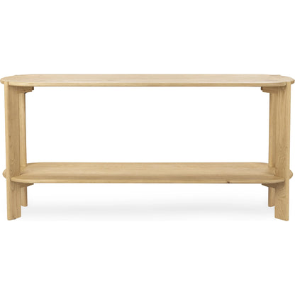 Kering Oak Wood Oval Console Table by Kosas Home in natural. Made from solid oak wood in a unique style.
