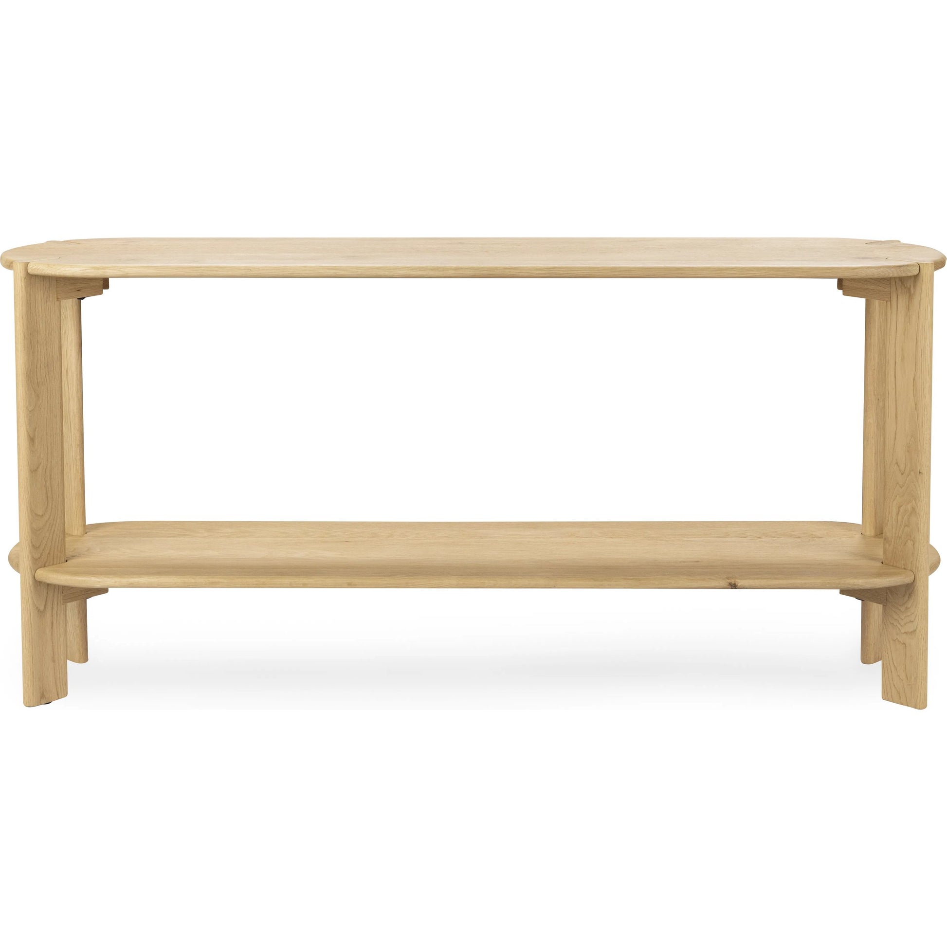 Kering Oak Wood Oval Console Table by Kosas Home in natural. Made from solid oak wood in a unique style.