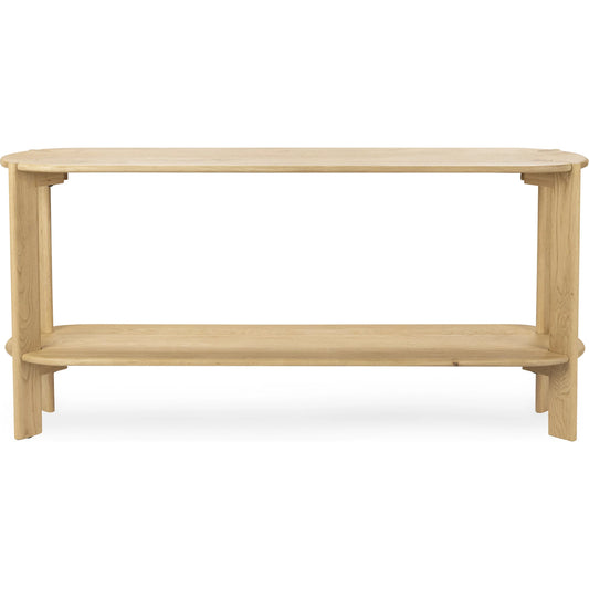 Kering Oak Wood Oval Console Table by Kosas Home in natural. Made from solid oak wood in a unique style.