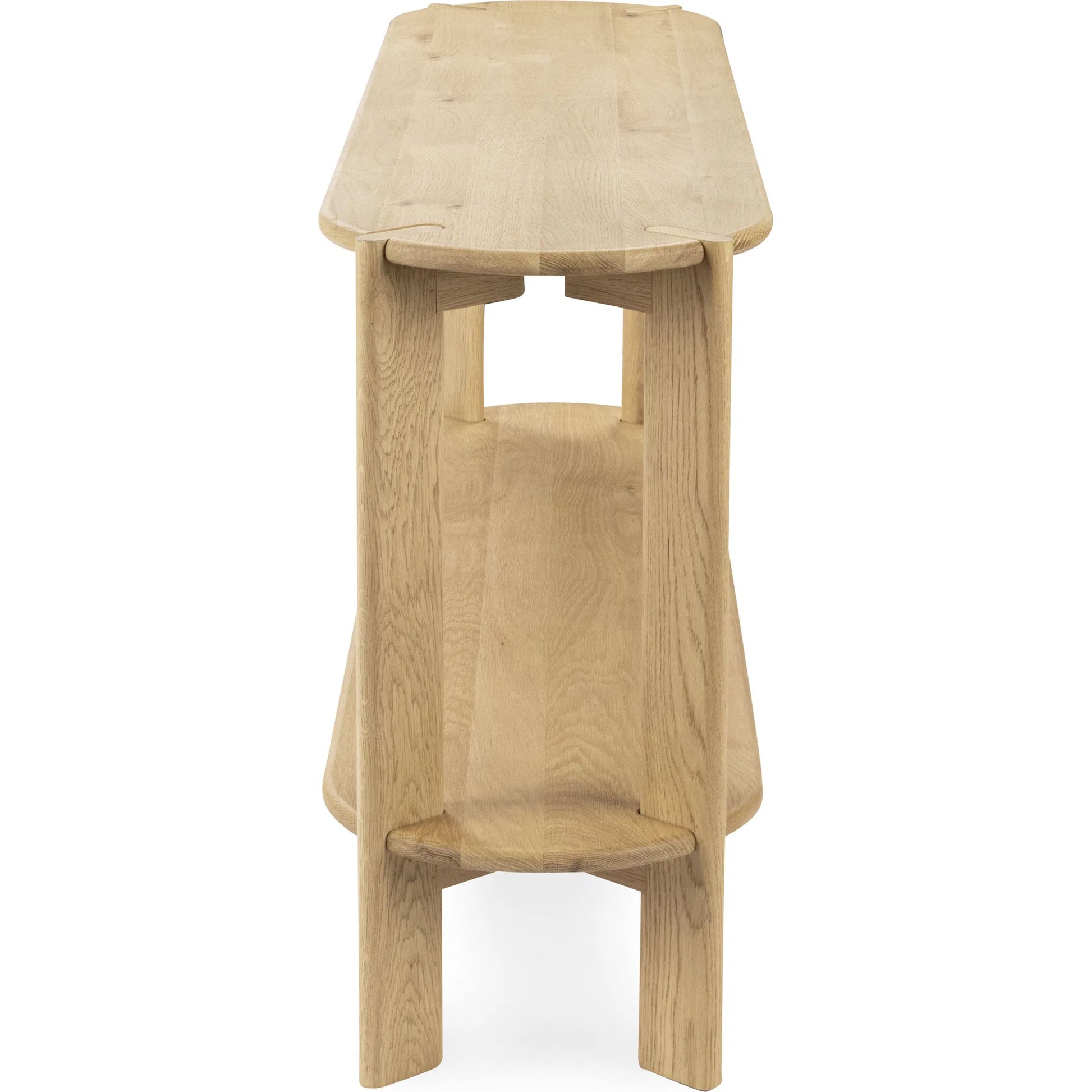 Kering Oak Wood Oval Console Table by Kosas Home in natural. Made from solid oak wood in a transitional style.