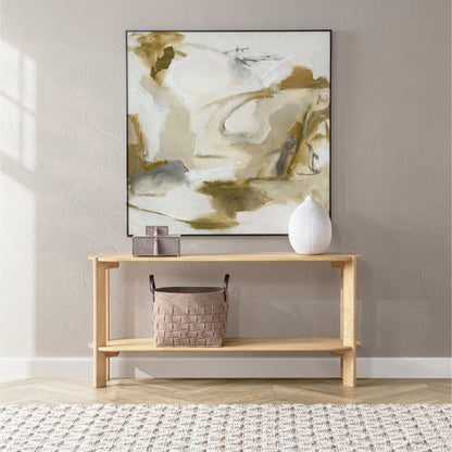 Kering Oak Wood Oval Console Table by Kosas Home in natural. Made from solid oak wood in a unique style.