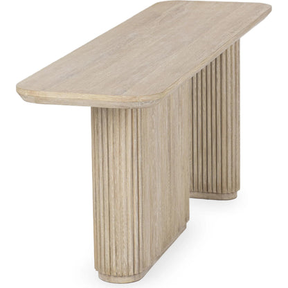 Vander Console Table by Classic Home. Made from reclaimed oak veneer in a transitional style.