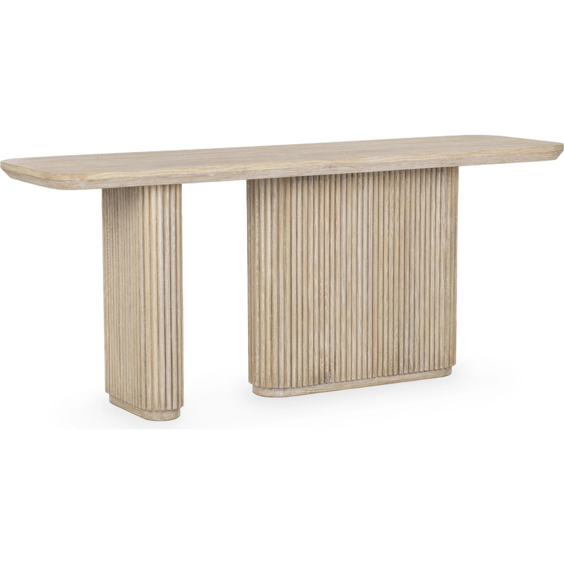 Vander Console Table by Classic Home. Made from reclaimed oak veneer in a transitional style.