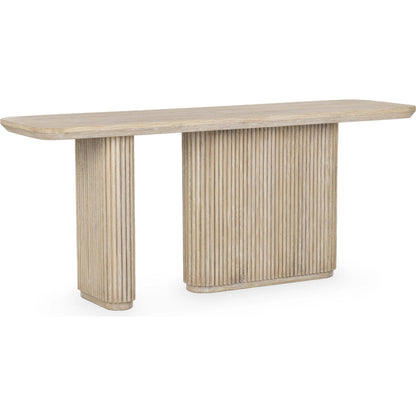Vander Console Table by Classic Home. Made from reclaimed oak veneer in a transitional style.
