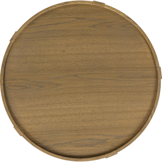 002 SI-2388525 | Additional Silo | Devin Oak Wood Round End Table by Classic Home in natural. Made from oak veneer, oak wood, cane in a transitional style.