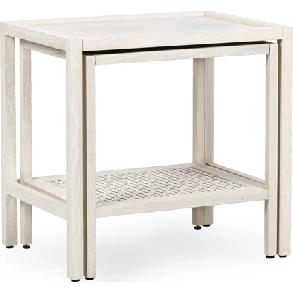 Devin Oak Wood Nesting End Table by Classic Home. Made from unique in a transitional style.