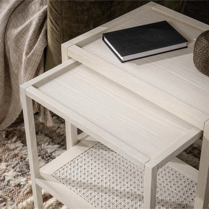 Devin Oak Wood Nesting End Table by Classic Home. Made from unique in a transitional style.