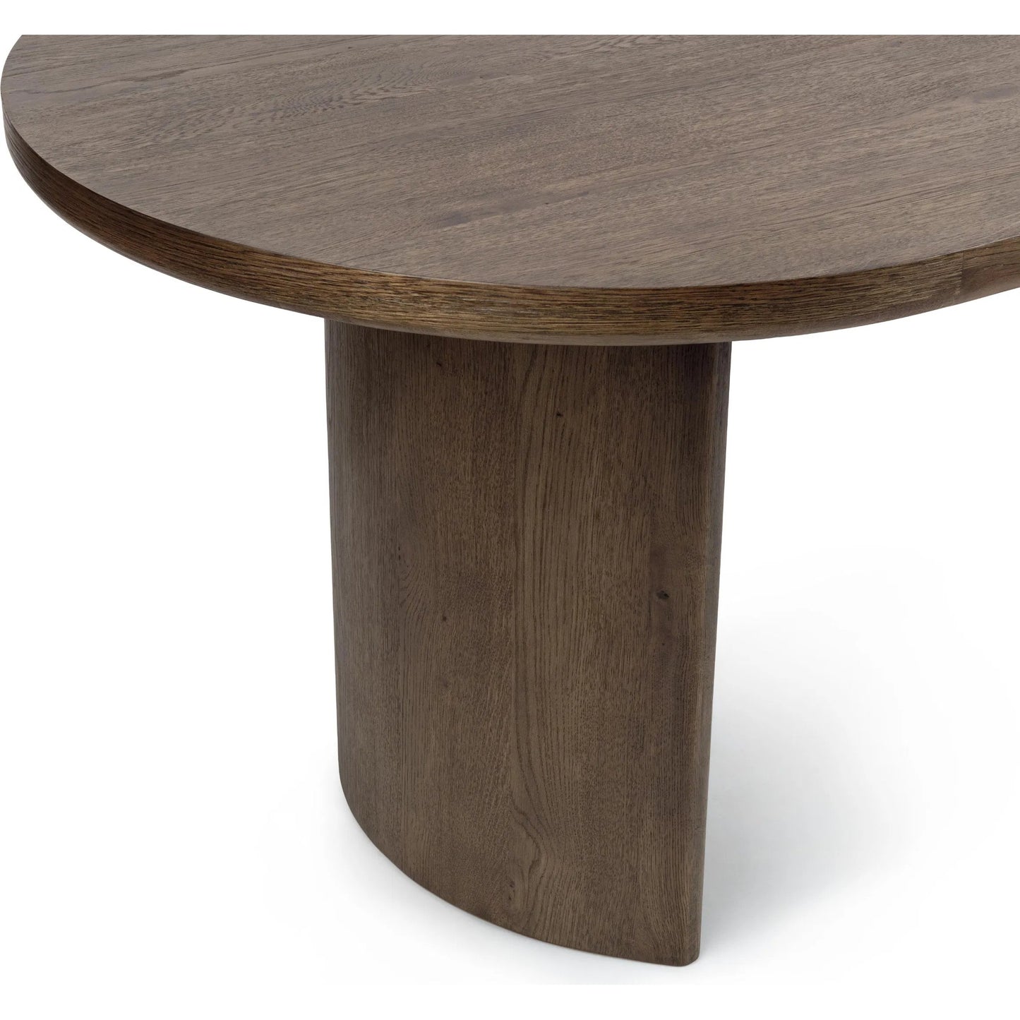 004 SI-2537783 | Closeup | Estelle Wood Dining Table by Classic Home in soft cocoa. Made from reclaimed oak veneer in a unique style.