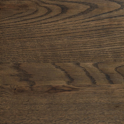 Estelle Wood Dining Table by Classic Home in soft cocoa. Made from reclaimed oak veneer in a unique style.