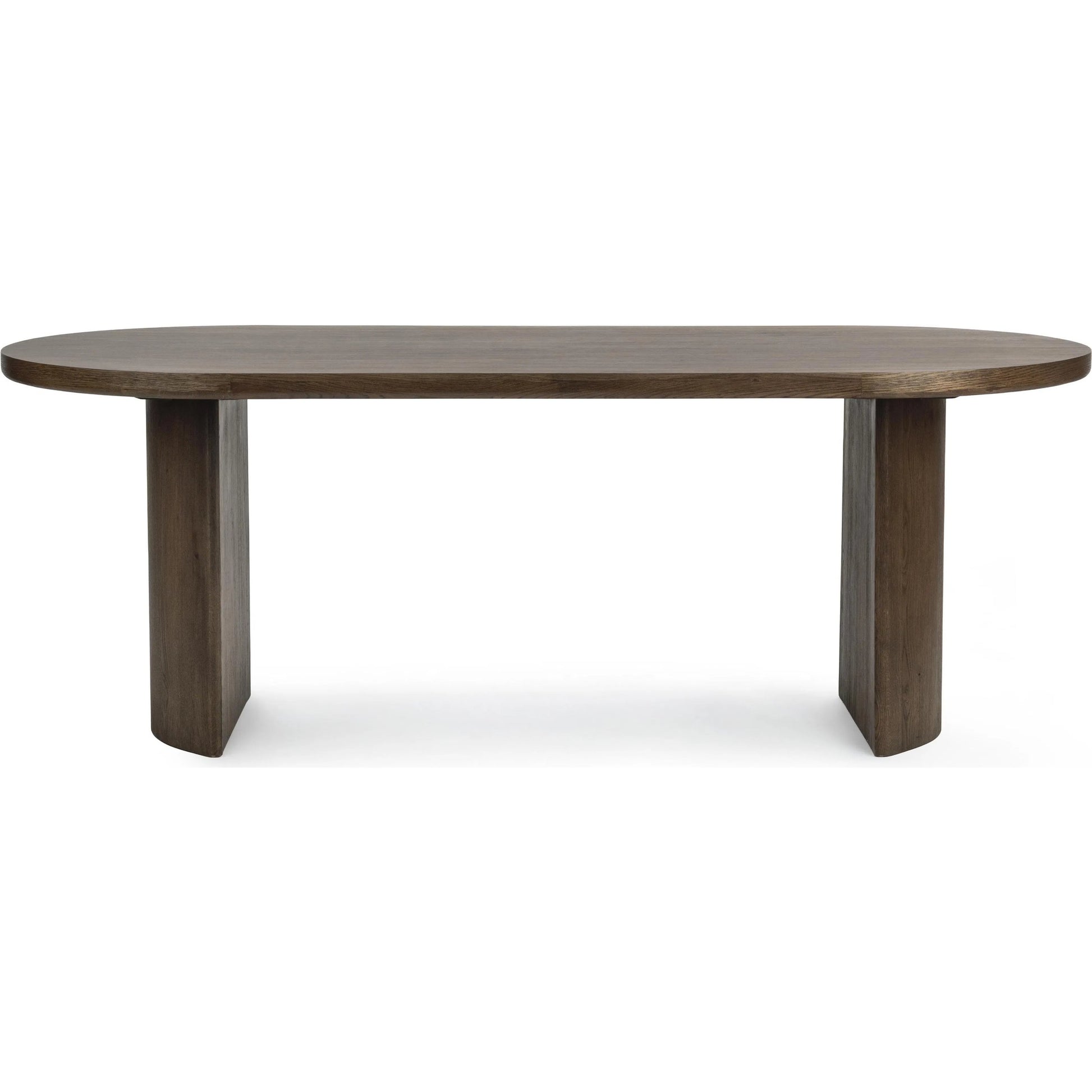 Estelle Wood Dining Table by Classic Home in soft cocoa. Made from reclaimed oak veneer in a unique style.