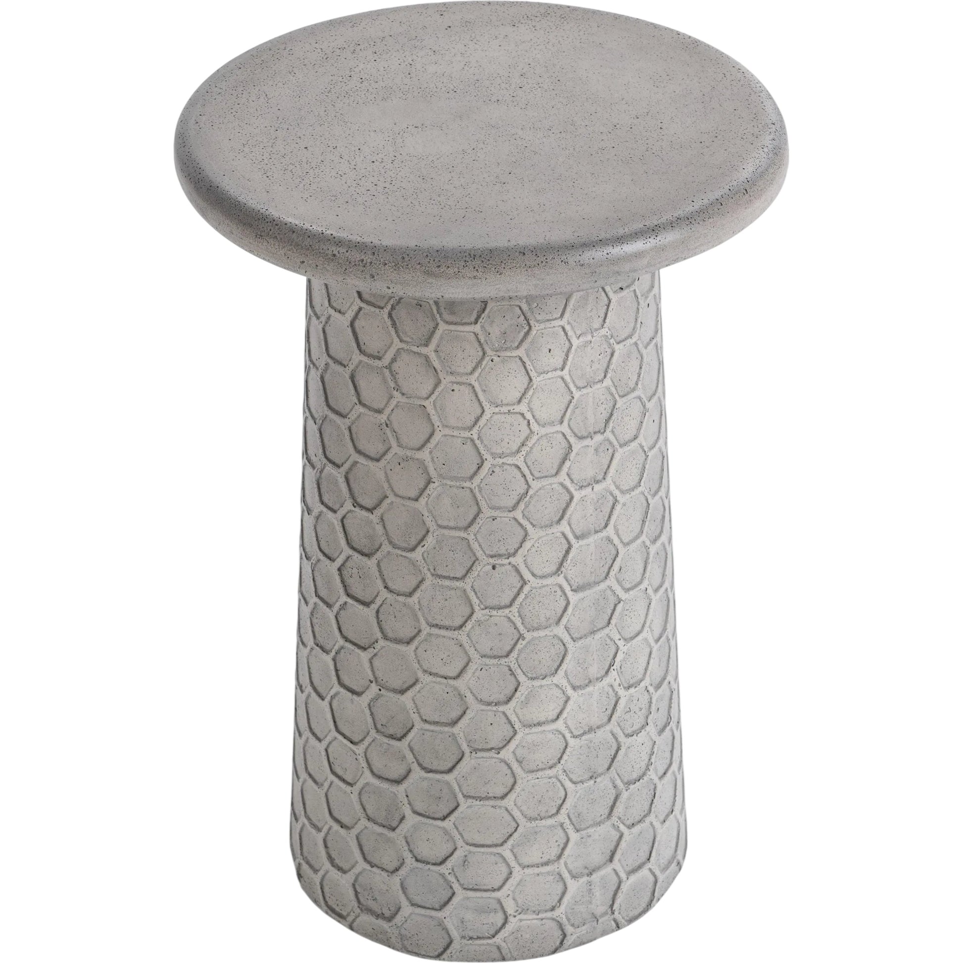Delaine Outdoor Concrete Accent Table by Classic Home in light gray. Made from glass fiber reinforced concrete in a unique style.