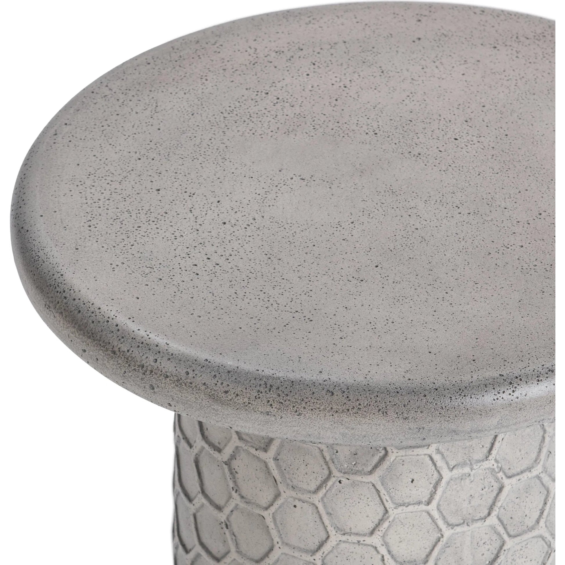 Delaine Outdoor Concrete Accent Table by Classic Home in light gray. Made from glass fiber reinforced concrete in a unique style.