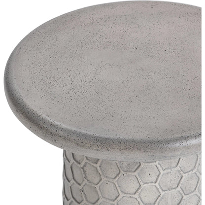 Delaine Outdoor Concrete Accent Table by Classic Home in light gray. Made from glass fiber reinforced concrete in a unique style.