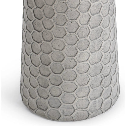 Delaine Outdoor Concrete Accent Table by Classic Home in light gray. Made from glass fiber reinforced concrete in a unique style.