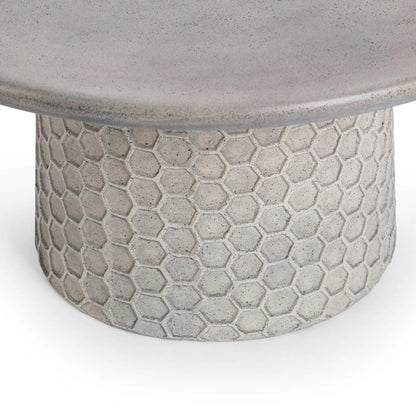 Delaine Outdoor Concrete Coffee Table by Classic Home in light gray. Made from glass fiber reinforced concrete in a unique style.