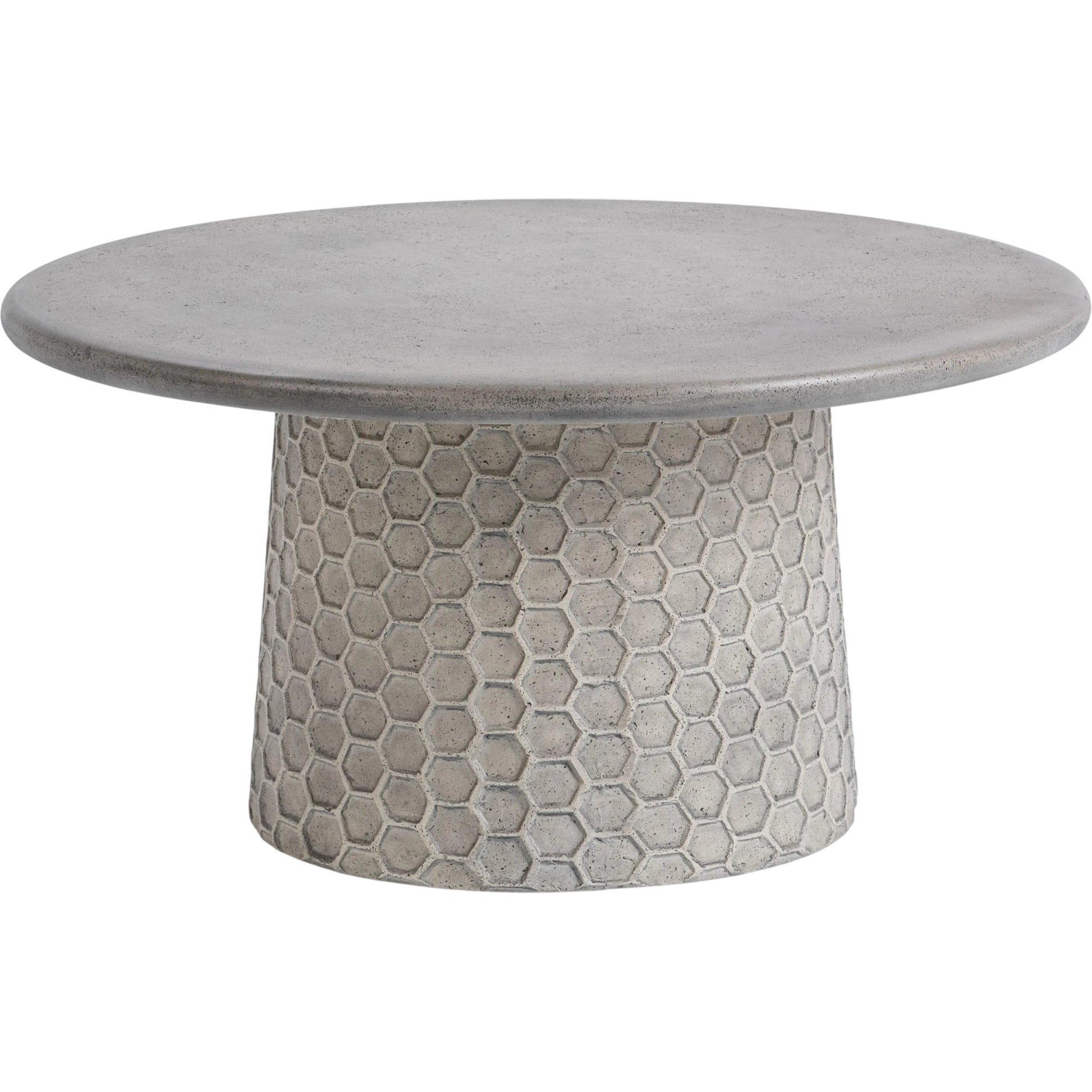 Delaine Outdoor Concrete Coffee Table by Classic Home in light gray. Made from glass fiber reinforced concrete in a unique style.