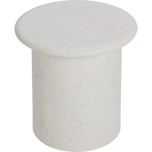 Nysa Outdoor Concrete End Table by Classic Home in white. Made from glass fiber reinforced concrete in a unique style.