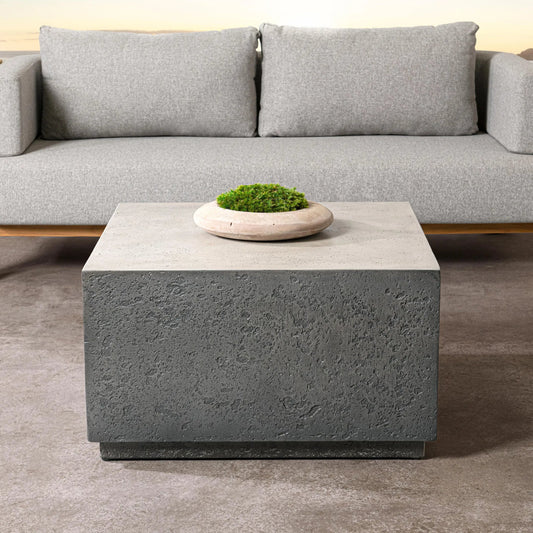 Marwin Outdoor Coffee Table by Classic Home in dark gray. Made from glass fiber reinforced concrete in a unique style.