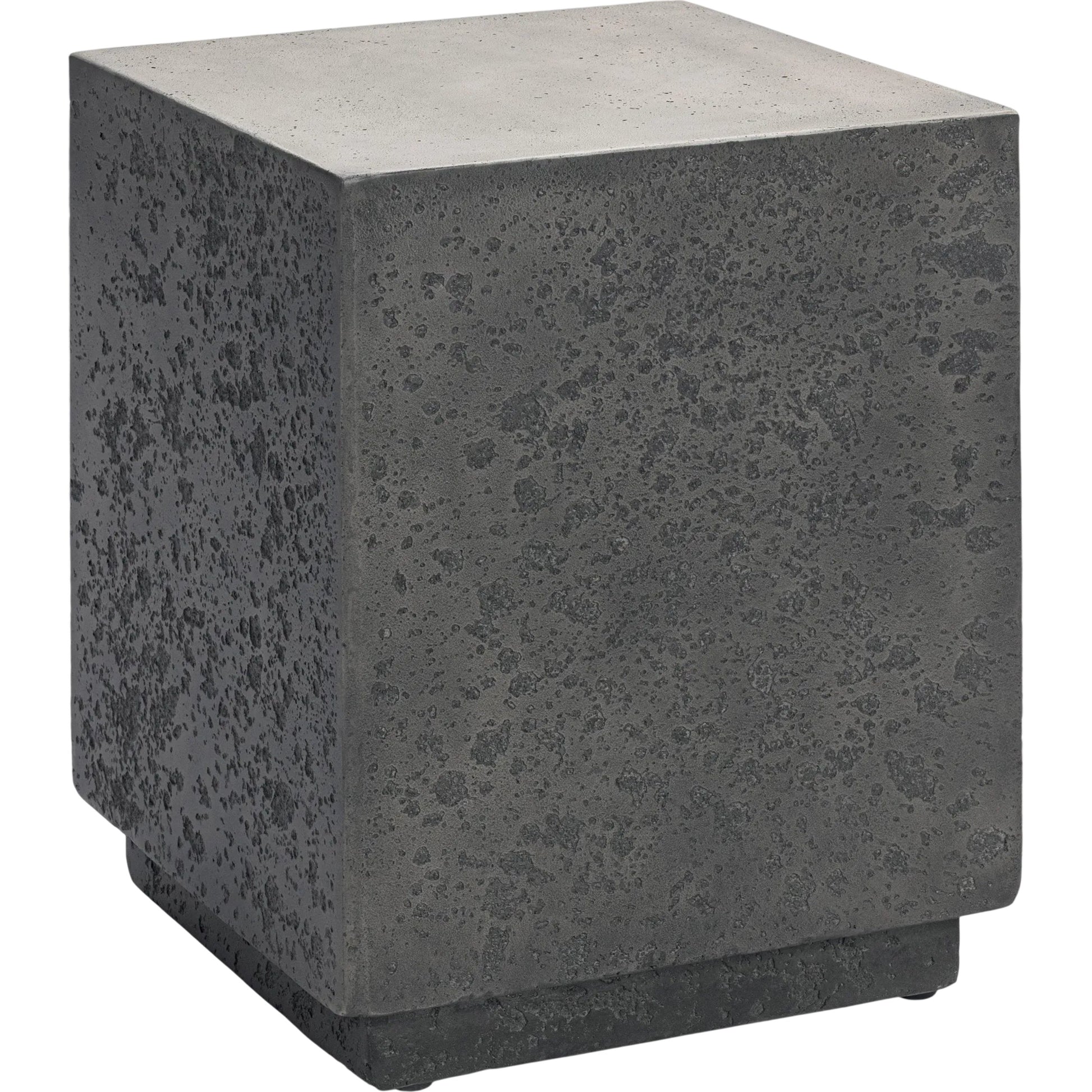 Marwin Outdoor End Table by Classic Home in dark gray. Made from glass fiber reinforced concrete in a unique style.