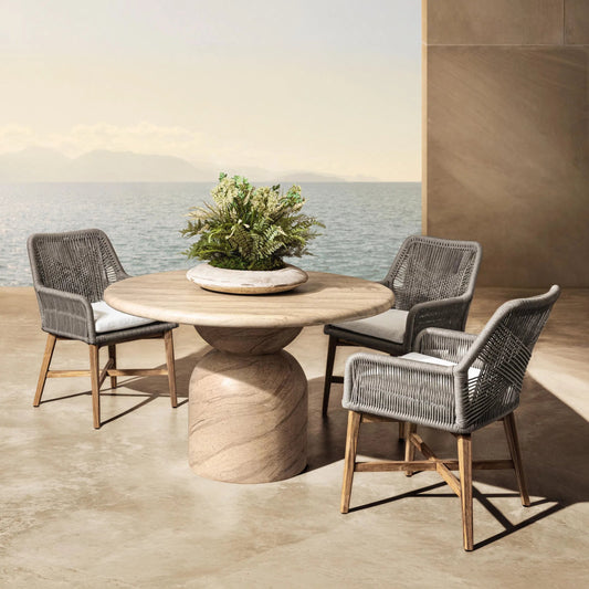 Portola Outdoor Concrete Dining Table by Classic Home in beige. Made from glass fiber reinforced concrete in a unique style.