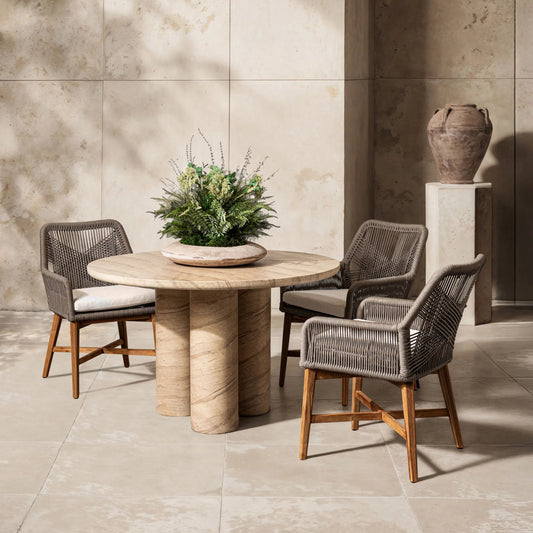 Niva Outdoor Concrete Dining Table by Classic Home in beige. Made from glass fiber reinforced concrete in a unique style.